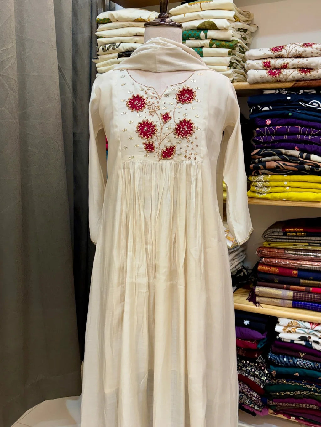 MUL CHANDERI THREE PC SALWAR SET