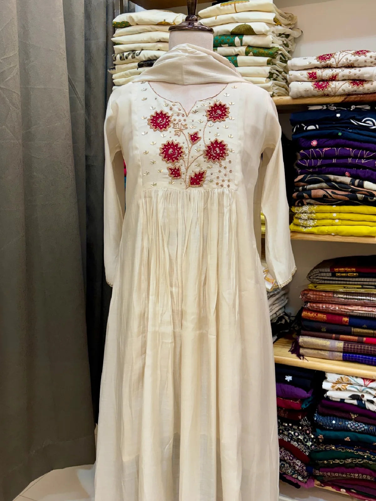 MUL CHANDERI THREE PC SALWAR SET