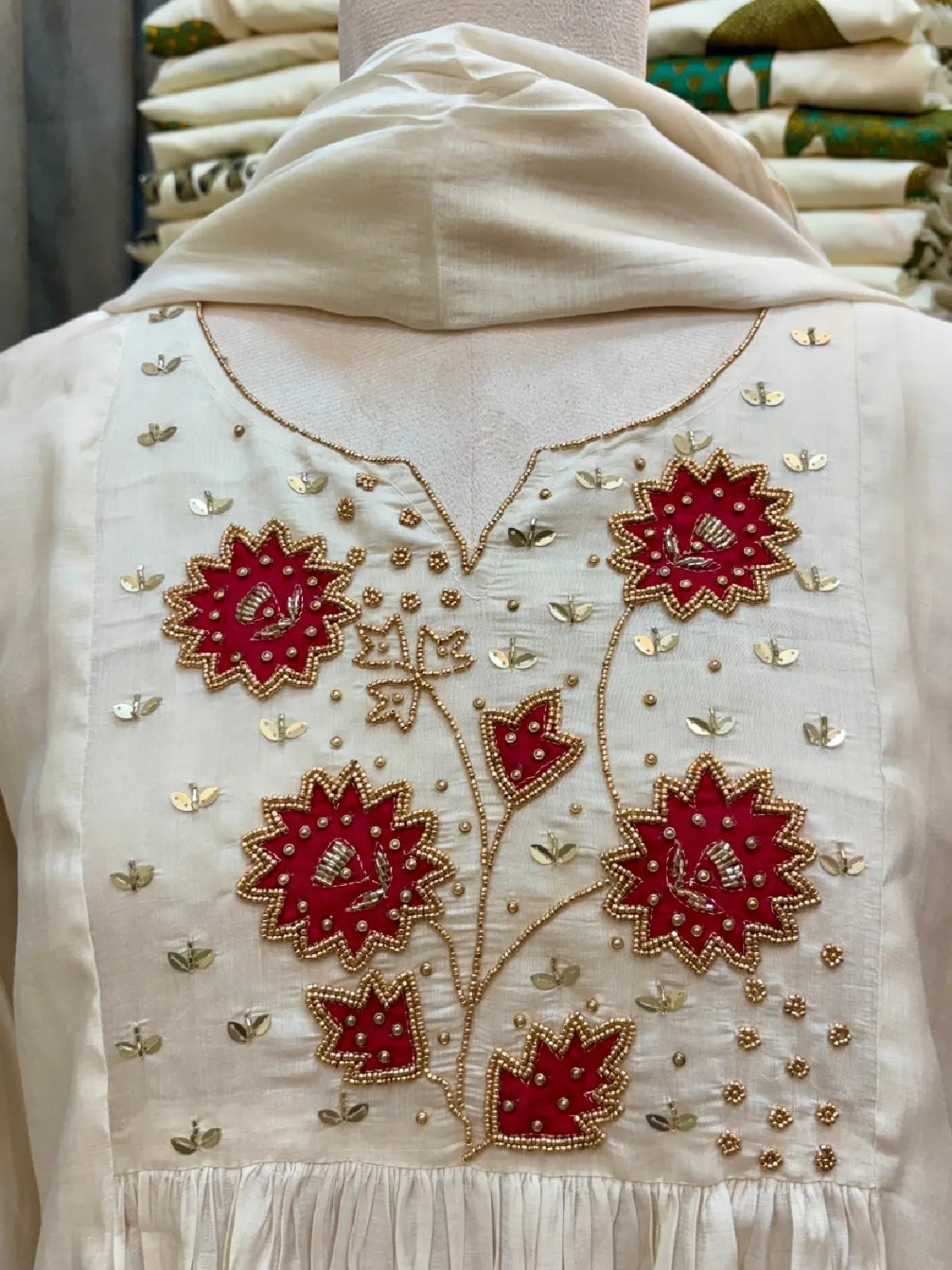 MUL CHANDERI THREE PC SALWAR SET