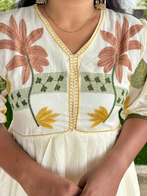 Cotton Floral Embroidered Dress
