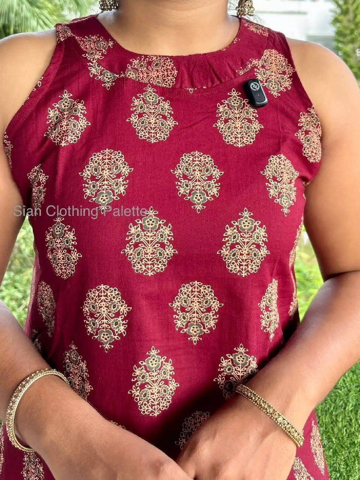 Coord set in ajrakh cotton fabric with one side pocket.