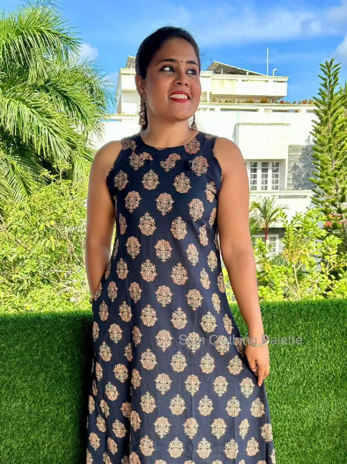 Coord set in ajrakh cotton fabric with one side pocket.