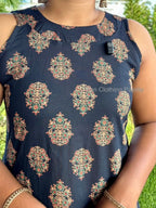 Coord set in ajrakh cotton fabric with one side pocket.