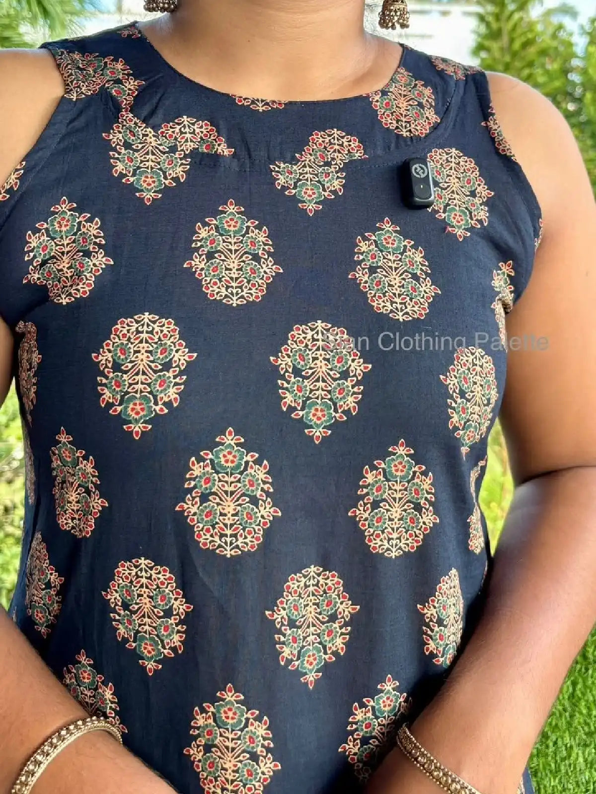 Coord set in ajrakh cotton fabric with one side pocket.