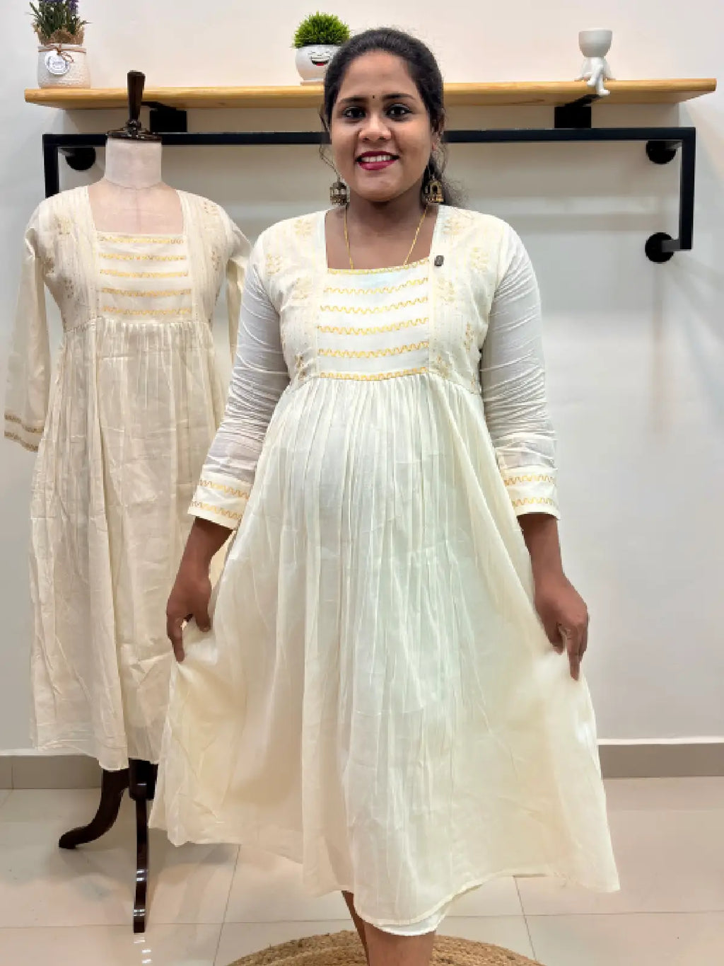 Cream cotton Aline Dress
