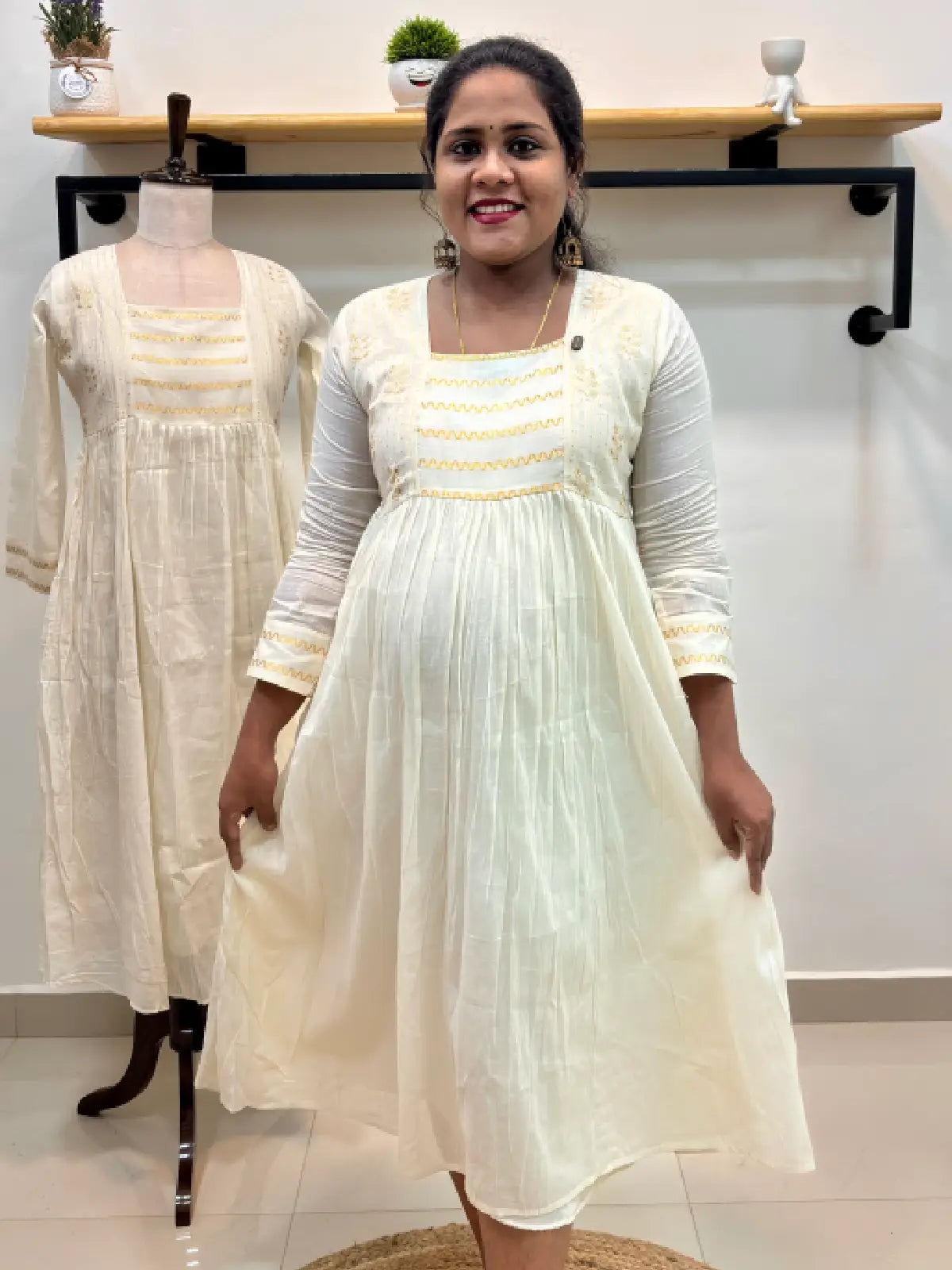 Cream cotton Aline Dress