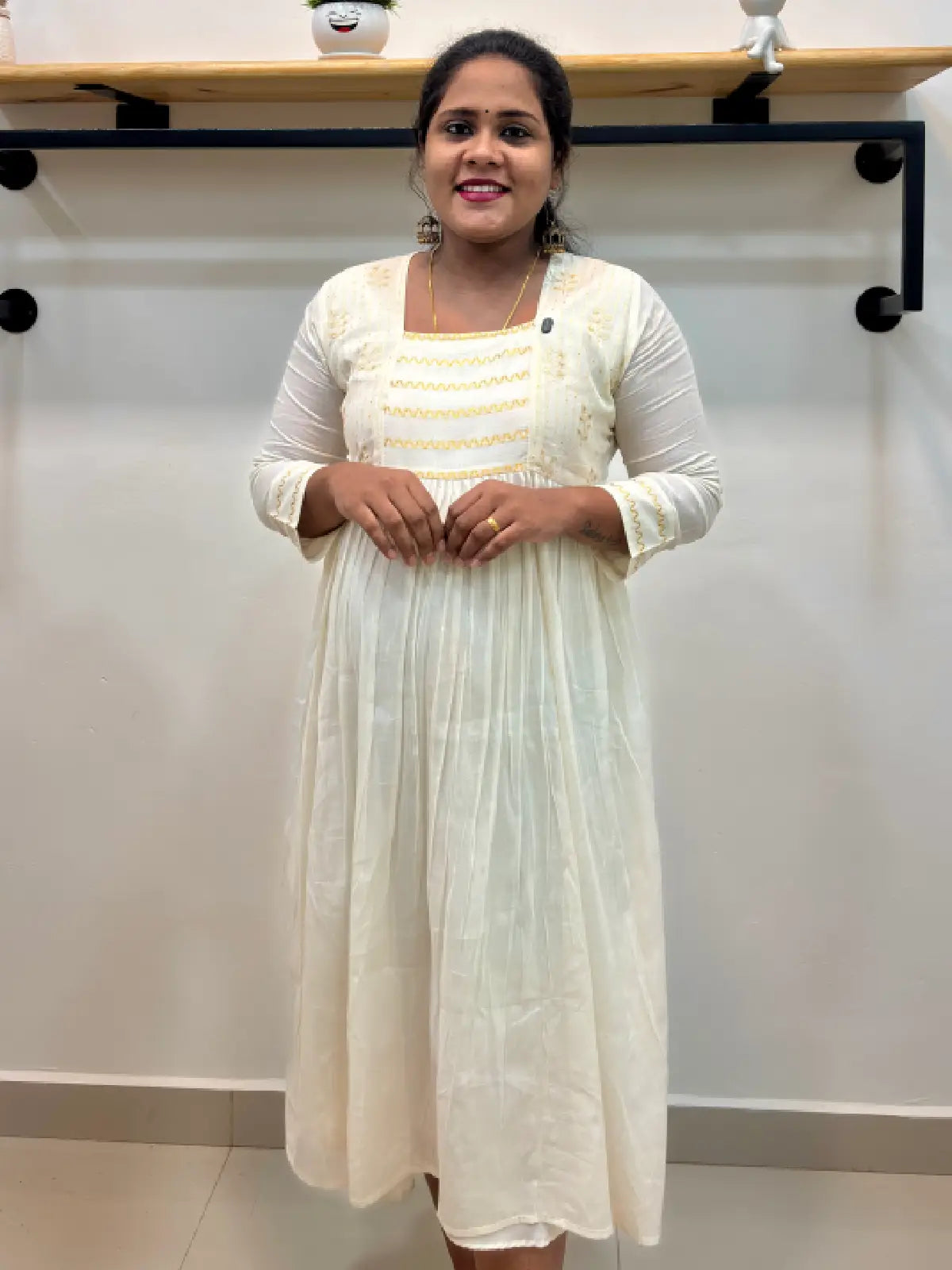 Cream cotton Aline Dress