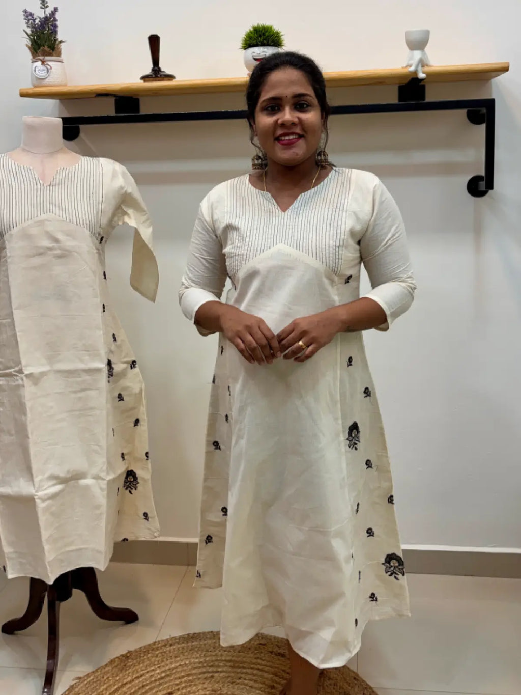 Cotton Embroidered Aline Dress