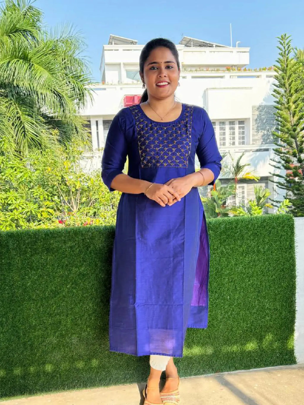 Cotton Slub Partywear Kurtis