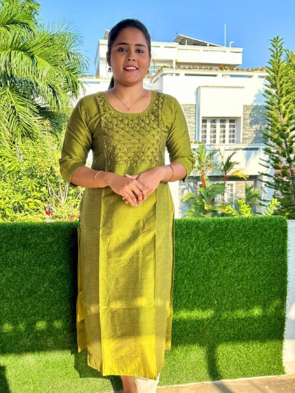 Cotton Slub Partywear Kurtis