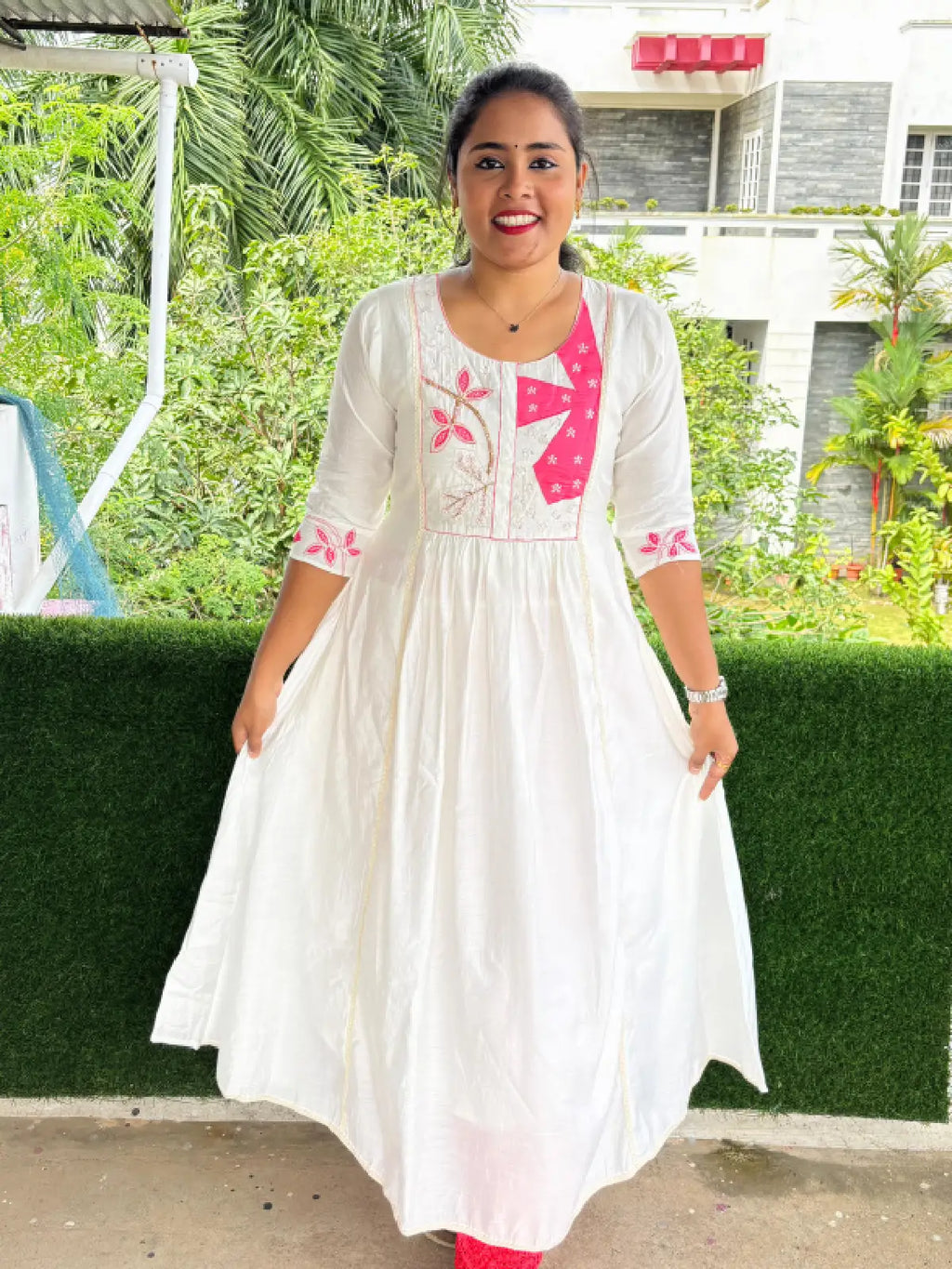 Cotton Slub Pleated Dress