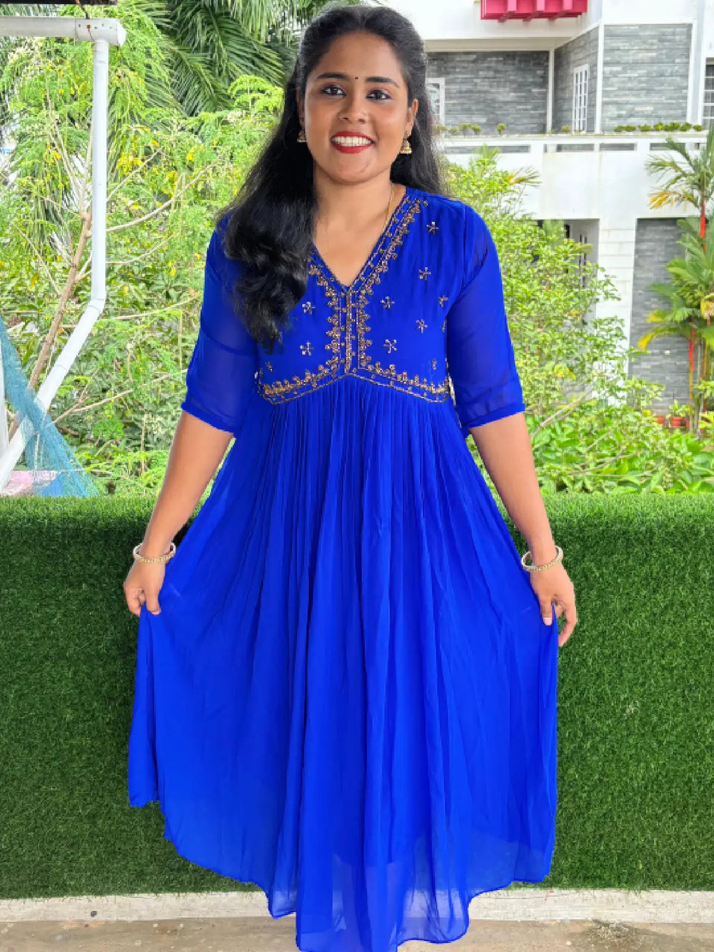 Partywear Fauxgeorgette Aliacut dress