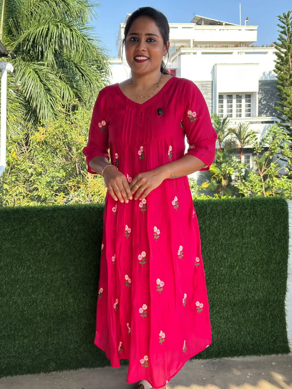 Mul Chanderi Embroidered Kurtis