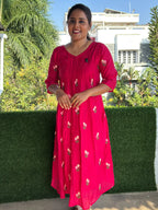 Mul Chanderi Embroidered Kurtis