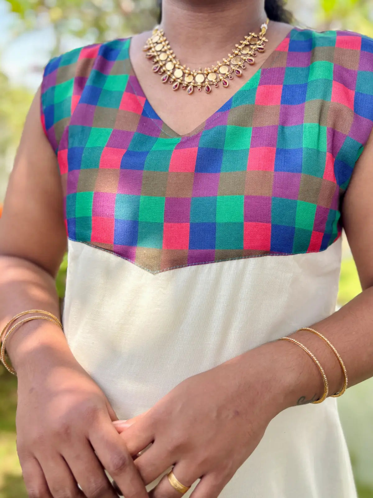 Kora cotton Madras Check Aline Dress